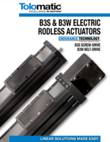 TOLOMATIC B3 ACTUATORS CATALOG B3S & B3W ELECTRIC RODLESS LINEAR ACTUATORS ENDURANCE TECHNOLOGY B3S SCREW-DRIVE B3W BELT DRIVE